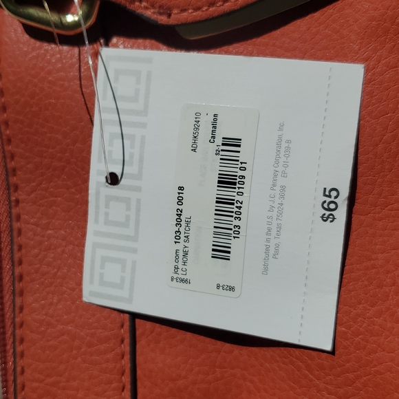 Liz Claiborne LC Honey Satchel Bag Brownish Carnation Red Faux Leather Purse NWT - Picture 2 of 7